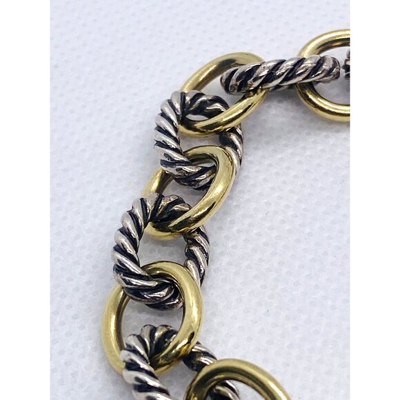 David Yurman 18K 750 925 Sterling Silver Oval Link Toggle Bracelet - Picture 5 of 12